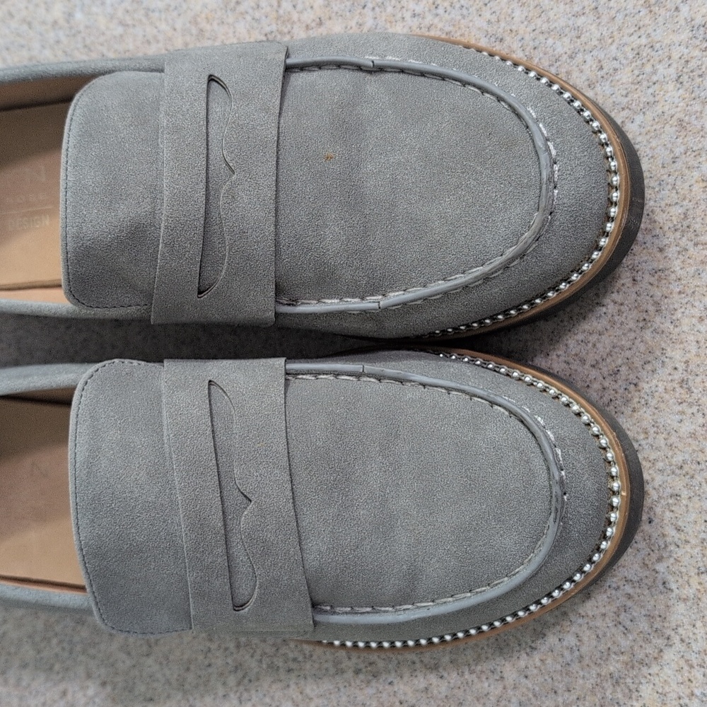 Taryn By Taryn Rose Kilroy Penny Loafer Shoes, Gray With Studs Women's 10 - Picture 3 of 13